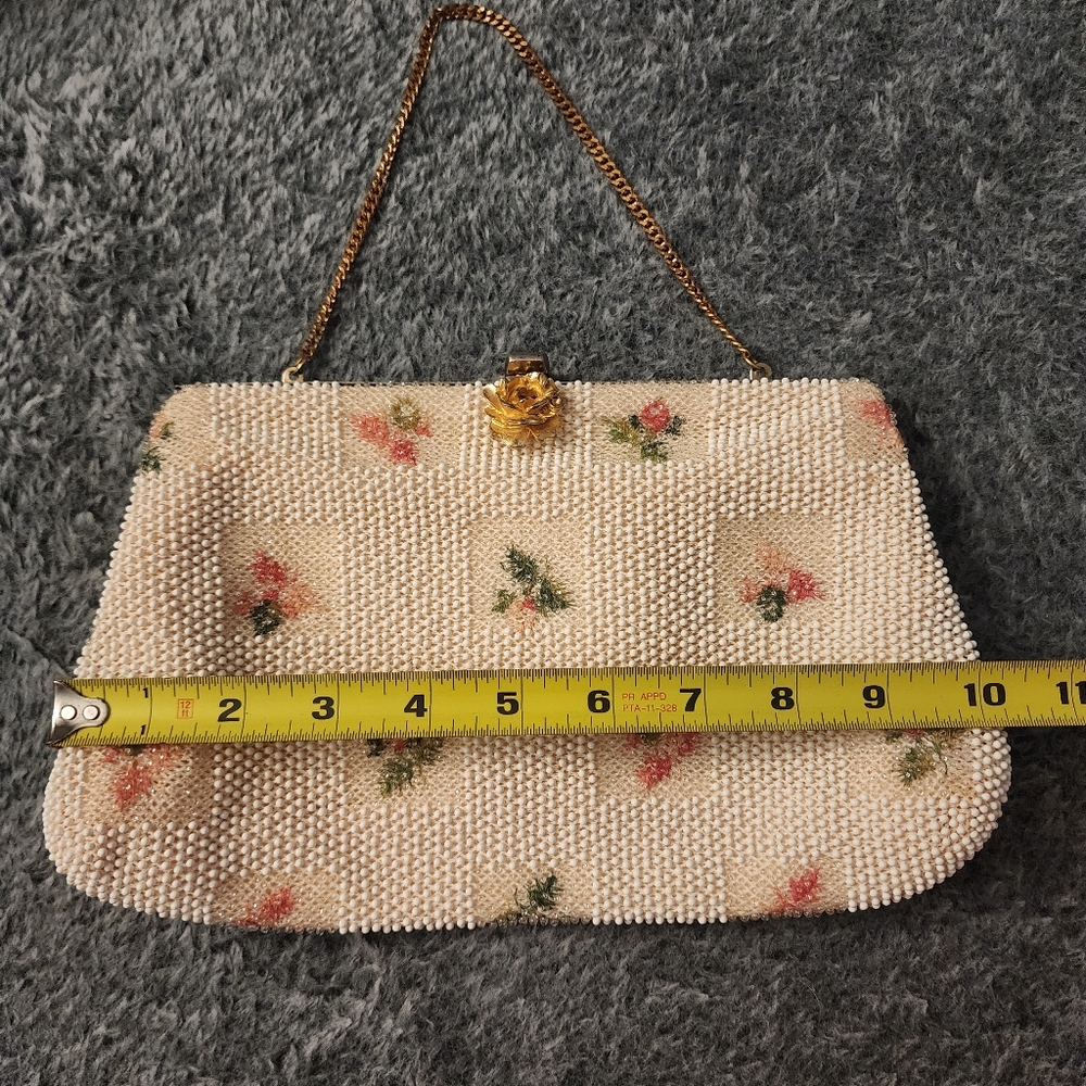 Vintage Floral Beaded Handbag cottagecore grannycore petite bead - Picture 11 of 13